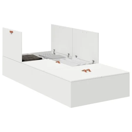 Estructura de cama de almacenamiento Blanca 100x200 cm de , Camas y somieres - Ref: Foro24-3335349, Precio: 221,49 €, Descuen...