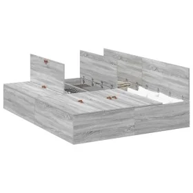 Estructura de Cama de Almacenamiento Gris Sonoma