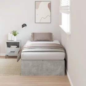 Marco de Cama Gris Concreto Madera Resistente