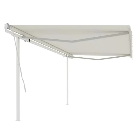 Manual retractable awning with cream poles 5x3.5 m by vidaXL, Awnings - Ref: Foro24-3070057, Price: 497,35 €, Discount: %