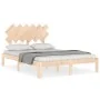 Bed frame with solid wood headboard 120x200 cm by vidaXL, Beds and slatted bases - Ref: Foro24-3193721, Price: 115,48 €, Disc...