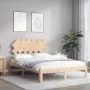 Bed frame with solid wood headboard 120x200 cm by vidaXL, Beds and slatted bases - Ref: Foro24-3193721, Price: 115,48 €, Disc...