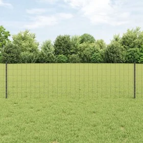 Valla Euro con 5 Postes U Gris 0.6x10 m Acero