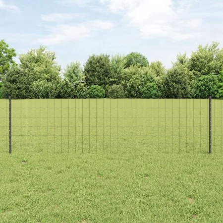 Valla Euro con 5 Postes U Gris 0.6x10 m Acero | Foro24.es | Tu tienda online para hogar, jardín y más Foro24.es