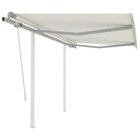 Manual retractable awning with cream poles 3x2.5 m by vidaXL, Awnings - Ref: Foro24-3069897, Price: 302,39 €, Discount: %