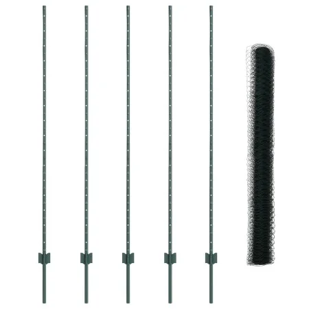 Postes de Cerca 5 pcs U-Channel Verde 150 cm Acero, Cerca Hexagonal Verde 1.5x10 m Acero de , Postes de cerca - Ref: Foro24-3...