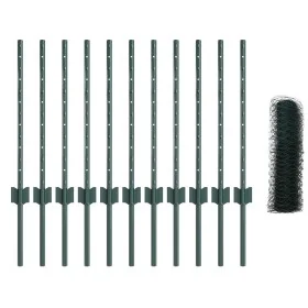 Postes de Cerca 11 pcs U-Channel Verde 60 cm