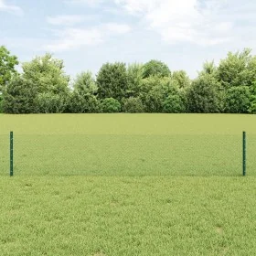 Postes de Cerco 11 pcs Canal U Verde 40 cm Acero