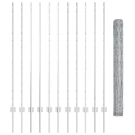 Poste de Cerca 22 pcs U-Channel 140 cm Acero Galvanizado, Cerca Hexagonal 1.4x25 m Acero Galvanizado | Foro24.es | Tu tienda online para hogar, jardín y más Foro24.es