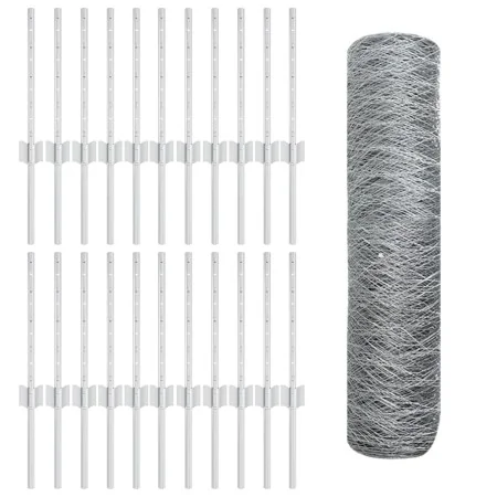 Postes de cerca 11 pcs U-Channel 40 cm Acero galvanizado, Cerca hexagonal 0.4x50 m Acero galvanizado | Foro24.es | Tu tienda online para hogar, jardín y más Foro24.es
