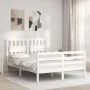 White solid wood bed frame with headboard 140x200 cm by vidaXL, Beds and slatted bases - Ref: Foro24-3194312, Price: 147,81 €...