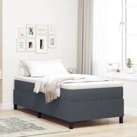 Cama Box Spring Gris Oscuro Individual de Tela de