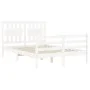 White solid wood bed frame with headboard 140x200 cm by vidaXL, Beds and slatted bases - Ref: Foro24-3194312, Price: 147,81 €...