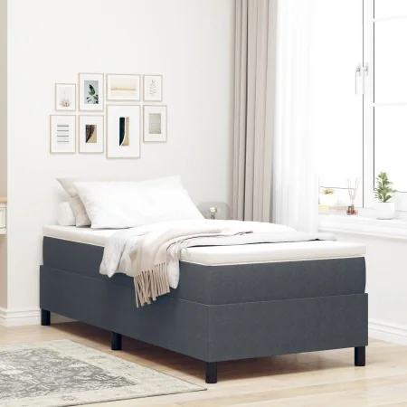 Cama Box Spring Gris Oscuro 100x200 cm Tela de Corduroy | Foro24.es | Tu tienda online para hogar, jardín y más Foro24.es