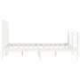 White solid wood bed frame with headboard 140x200 cm by vidaXL, Beds and slatted bases - Ref: Foro24-3194312, Price: 147,81 €...