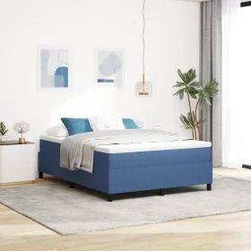 Cama con base de resortes Azul 140x200 cm Tela de