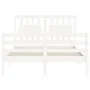 White solid wood bed frame with headboard 140x200 cm by vidaXL, Beds and slatted bases - Ref: Foro24-3194312, Price: 147,81 €...