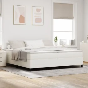 Cama de muelles Crema 200x200 cm Tela pana