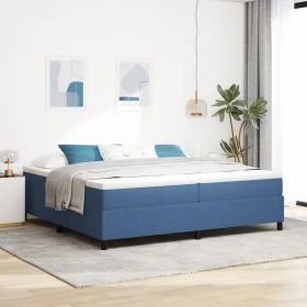 Cama Box Spring Azul 200x200 cm Tela de Corduroy