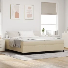 Cama Box Spring con Colchón Beige Claro 200x200