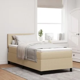 Cama con Box Spring con Colchón Beige 90x200 cm Tela de Corduroy by , Beds and slatted bases - Ref: Foro24-3337498, Price: 32...