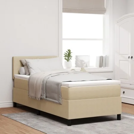 Cama con Box Spring con Colchón Beige 90x200 cm Tela de Corduroy by , Beds and slatted bases - Ref: Foro24-3337498, Price: 32...