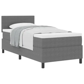 Cama Box Spring con Colchón Gris 100x200 cm Tela