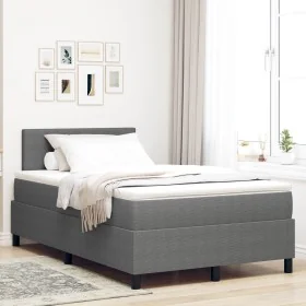 Cama con Box Spring con Colchón Gris Claro
