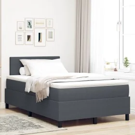 Cama con Box Spring con Colchón Gris Oscuro