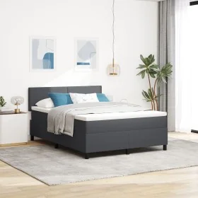 Cama con Base con Colchón Gris Oscuro 140x200 cm