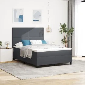 Cama con Somier y Colchón Gris Oscuro 140x200 cm