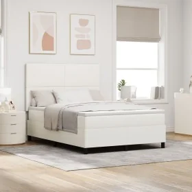 Cama con Base Tapizada con Colchón Crema 140x200