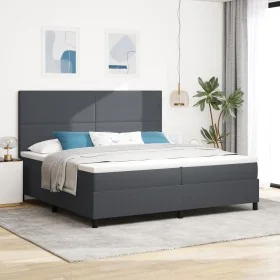 Cama con Base con Colchón Gris Oscuro 200x200 cm