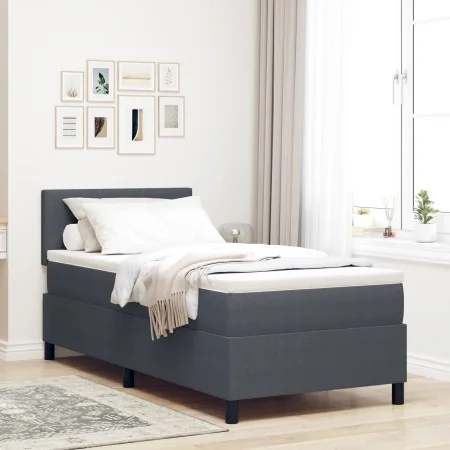 Cama con Base de Resortes con Colchón & Luz LED Gris Oscuro 90x200 cm Tela de Pana | Foro24.es | Tu tienda online para hogar, jardín y más Foro24.es