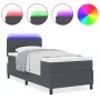 Cama con Base de Resortes con Colchón & Luz LED Gris Oscuro 90x200 cm Tela de Pana | Foro24.es | Tu tienda online para hogar, jardín y más Foro24.es