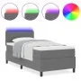 Cama Box Spring con Colchón & LED Gris Claro 100x200 cm Tela de Pana | Foro24.es | Tu tienda online para hogar, jardín y más Foro24.es