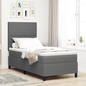 Cama con Resorte con Colchón y Luz LED Gris