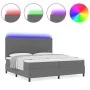 Cama con Somier con Colchón y Luz LED Gris 200x200 cm Tela de Pana | Foro24.es | Tu tienda online para hogar, jardín y más Foro24.es