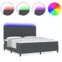 Cama con Somier con Colchón&LED Gris Oscuro 200x200 cm Tela de Pana de , Camas y somieres - Ref: Foro24-3337660, Precio: 639,...
