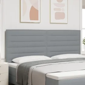 Cabecero Diseño de Líneas Gris Claro 200 cm Tela