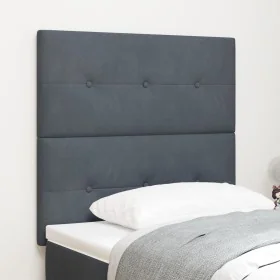 Cabecero con botón, acolchado, gris oscuro, 80