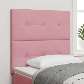 Cabezal de con botón acolchado rosa de 90 cm en