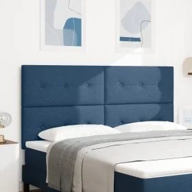 Cabecero Tapizado con Botones Azul 180 cm Tela