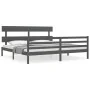 Estructura de cama con cabecero madera maciza gris 200x200 cm de vidaXL, Camas y somieres - Ref: Foro24-3195113, Precio: 168,...