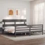 Estructura de cama con cabecero madera maciza gris 200x200 cm de vidaXL, Camas y somieres - Ref: Foro24-3195113, Precio: 168,...