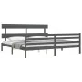 Estructura de cama con cabecero madera maciza gris 200x200 cm de vidaXL, Camas y somieres - Ref: Foro24-3195113, Precio: 168,...