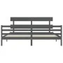 Estructura de cama con cabecero madera maciza gris 200x200 cm de vidaXL, Camas y somieres - Ref: Foro24-3195113, Precio: 168,...