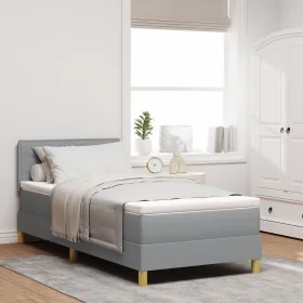 Cama con Base con Colchón Gris Claro 90x200 cm