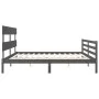 Estructura de cama con cabecero madera maciza gris 200x200 cm de vidaXL, Camas y somieres - Ref: Foro24-3195113, Precio: 168,...