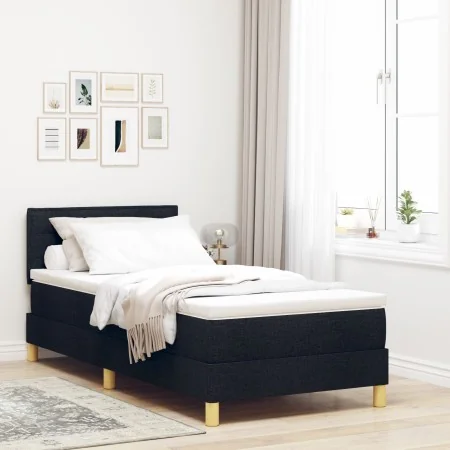 Cama con Base con Colchón Negra 90x200 cm Tela | Foro24.es | Tu tienda online para hogar, jardín y más Foro24.es